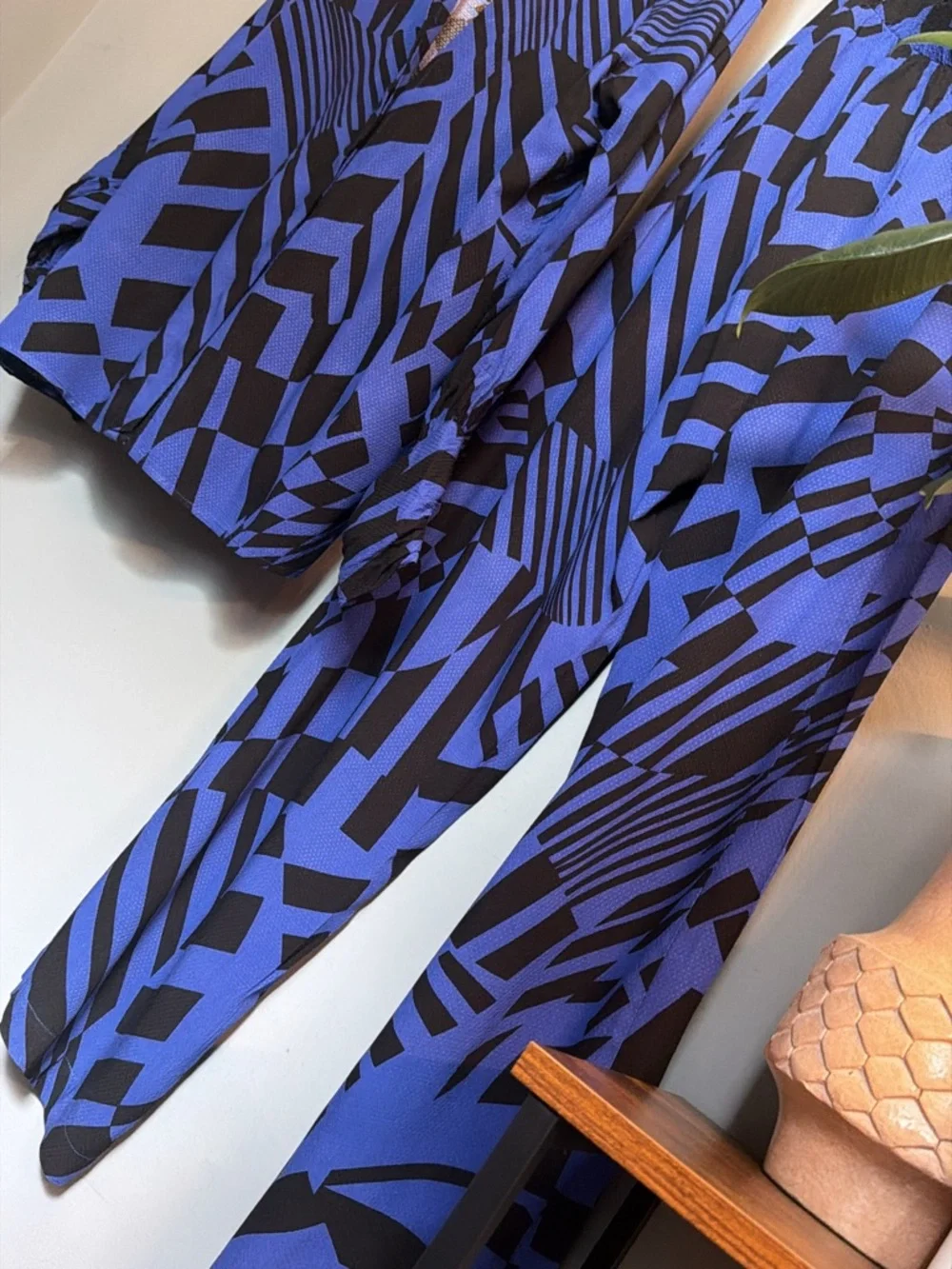 Blue Black Abstract Print Matching Set Medium